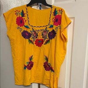 Embroidered Floral Yellow Top